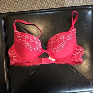 Victoria's Secret Padded Demi Rhinestone Bra. Red. Size 34B